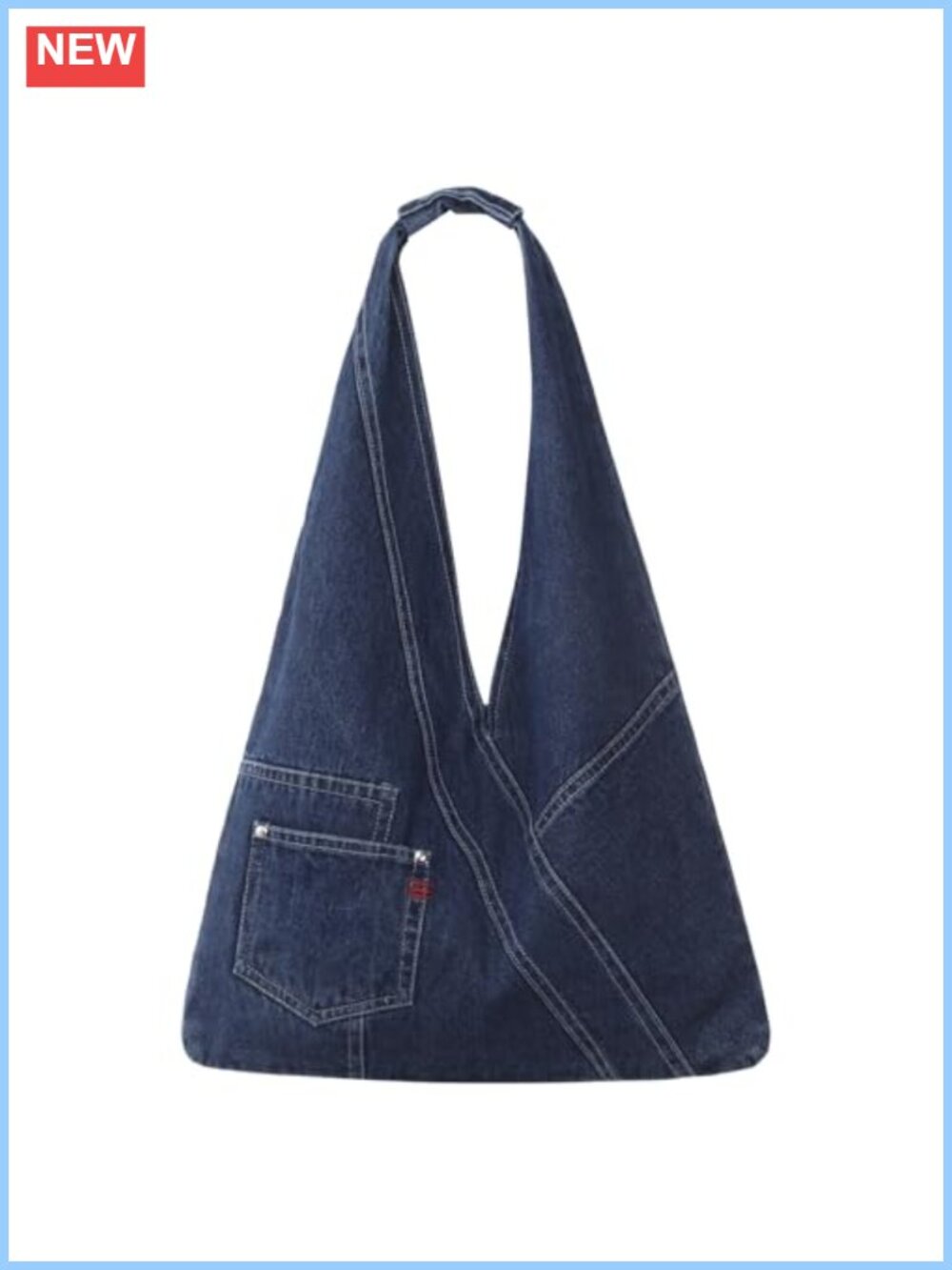 Denim Hobo Bag Zip Top Front Pocket Shoulder Carry Women